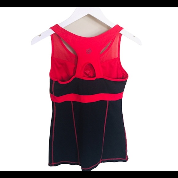 TUFF ATHLETICS Racerback Tank With Shelf Bra Red/Black Size Small - Picture 3 of 5